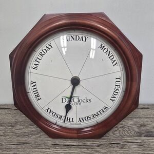 DayClocks.com Classic 10" Days of the Week Wall Clock Wood Frame Calendar Tested